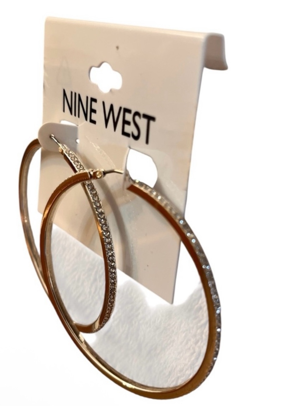 Nine West Silver Rhinestone Hoop Earrings
